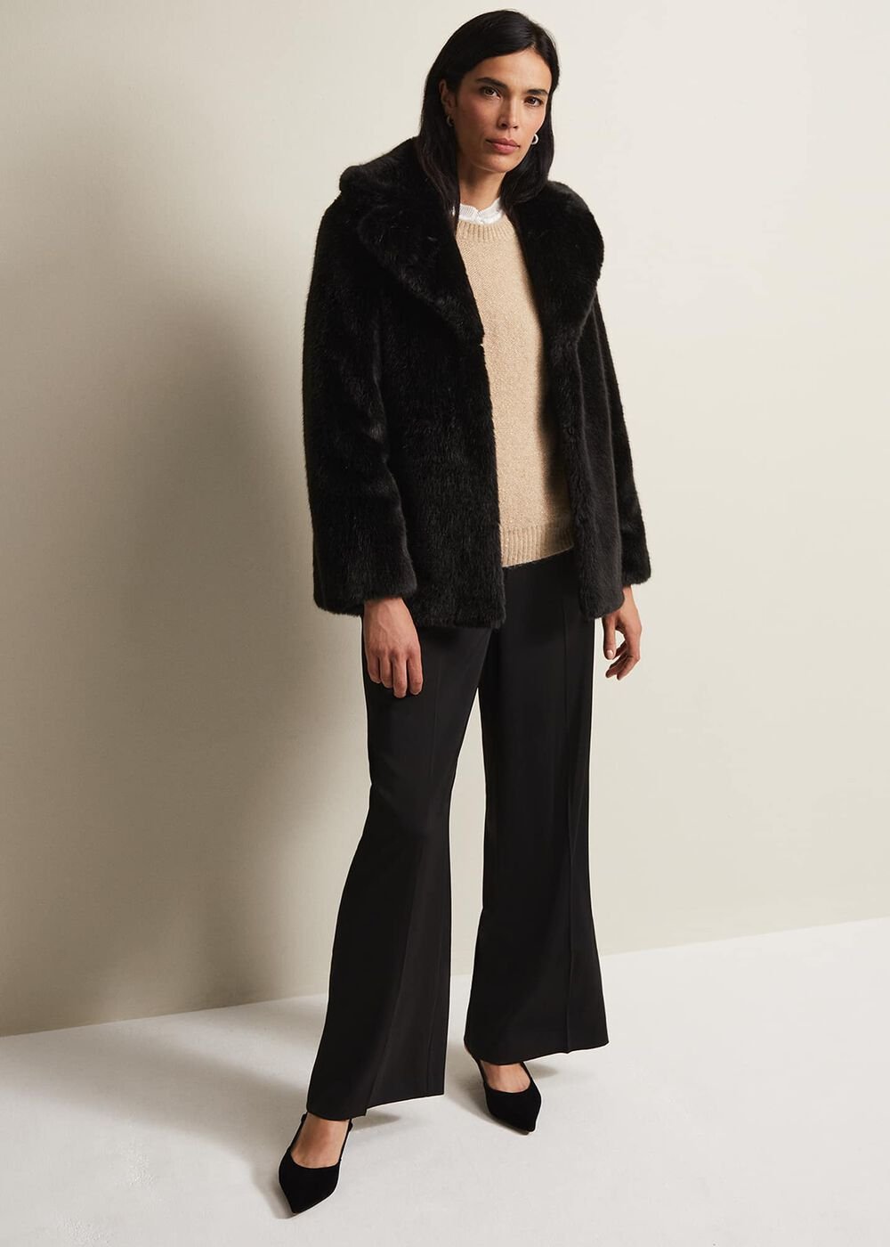 Megan Black Faux Fur Coat Black