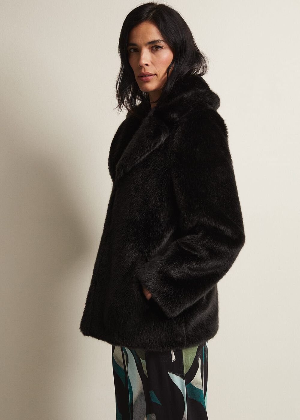 Megan Black Faux Fur Coat Black