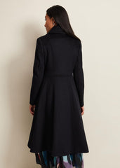 Petite Sandra Wool Fit And Flare Coat Navy