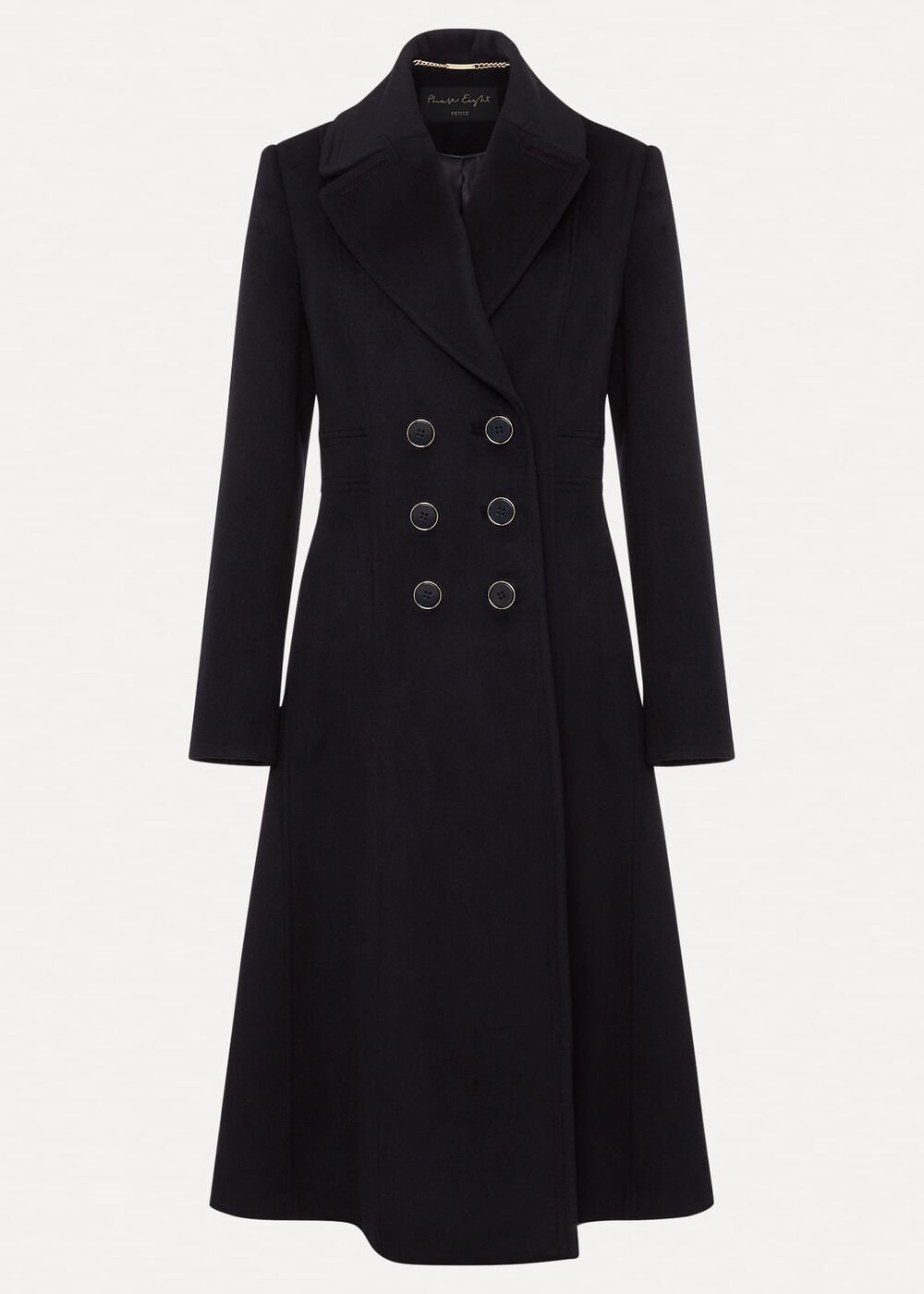 Petite Sandra Wool Fit And Flare Coat Navy