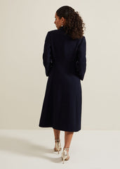 Petite Juliette Crepe Coat Navy