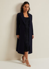 Petite Juliette Crepe Coat Navy