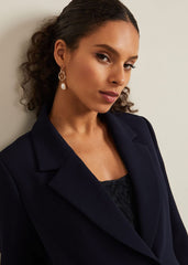 Petite Juliette Crepe Coat Navy