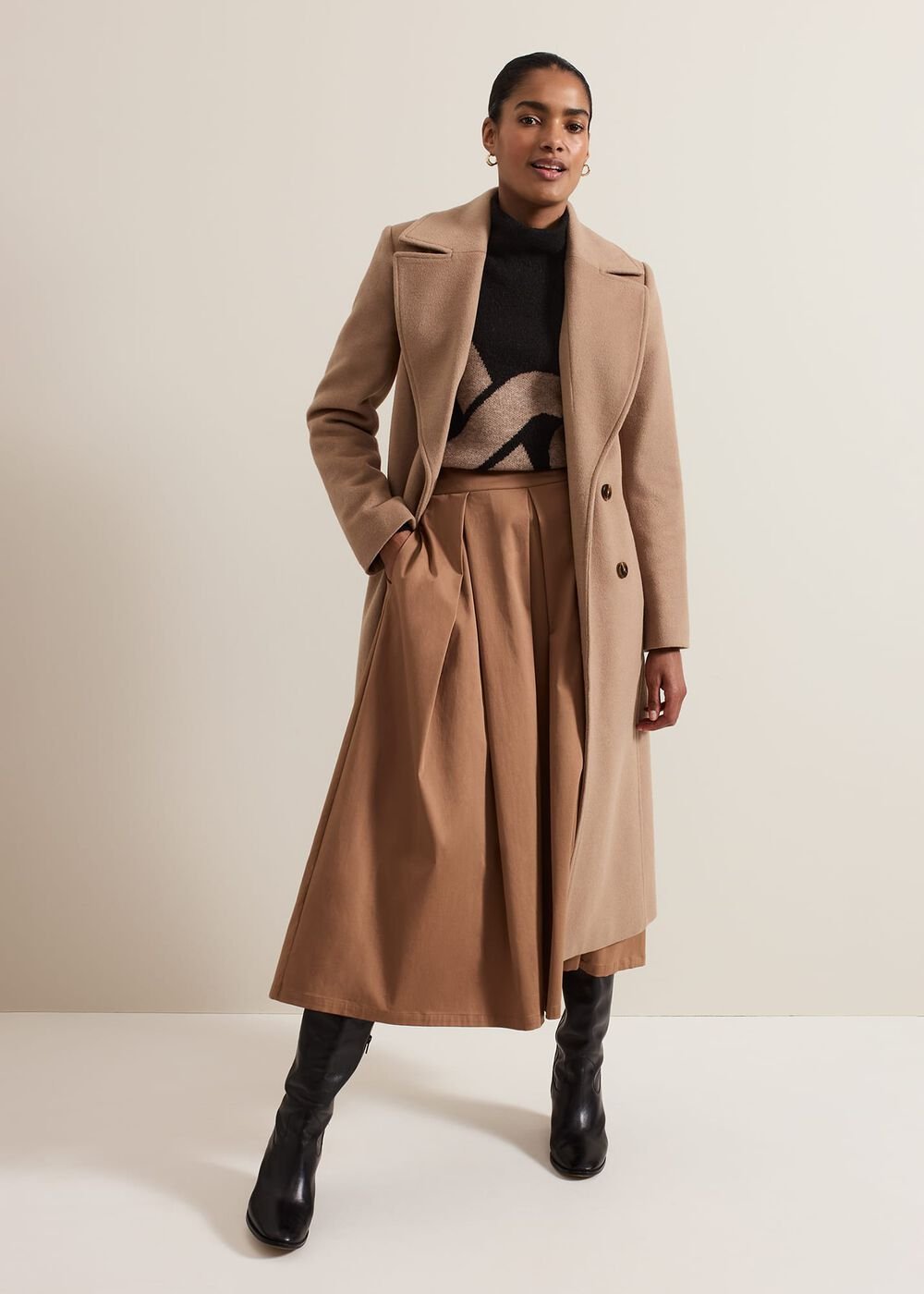Livvy Wool Camel Trench Coat Camel