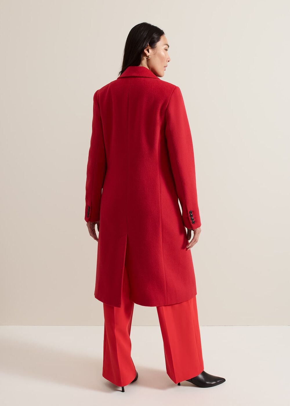 Skye Double Breasted Midaxi Wool Coat Red