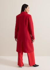 Skye Double Breasted Midaxi Wool Coat Red