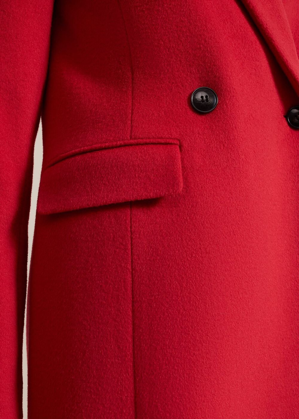 Skye Double Breasted Midaxi Wool Coat Red