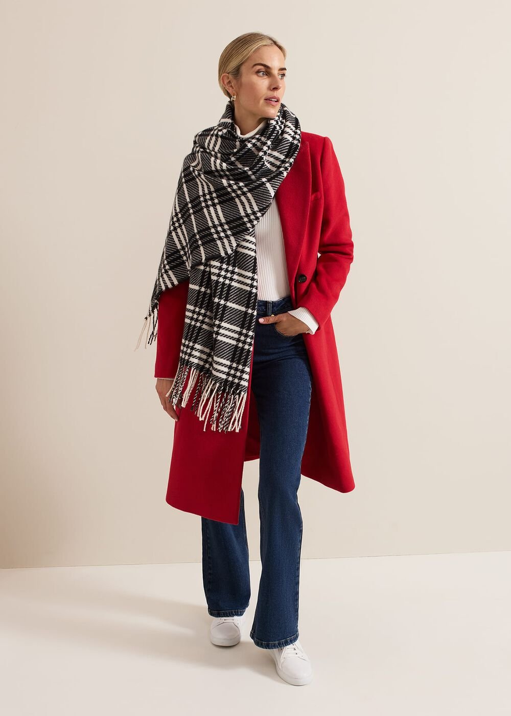 Skye Double Breasted Midaxi Wool Coat Red