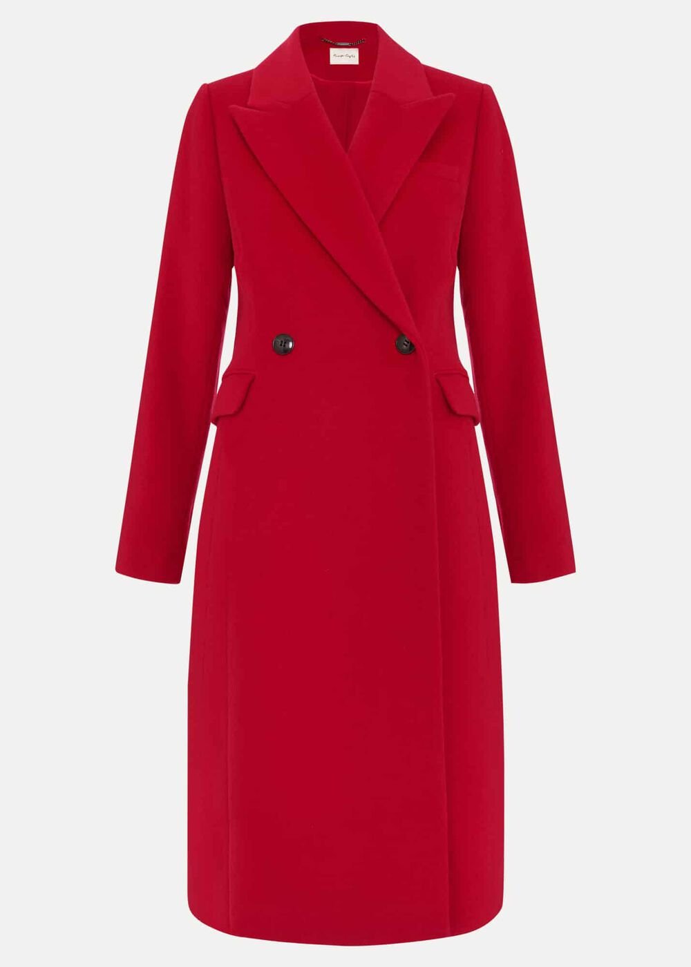 Skye Double Breasted Midaxi Wool Coat Red