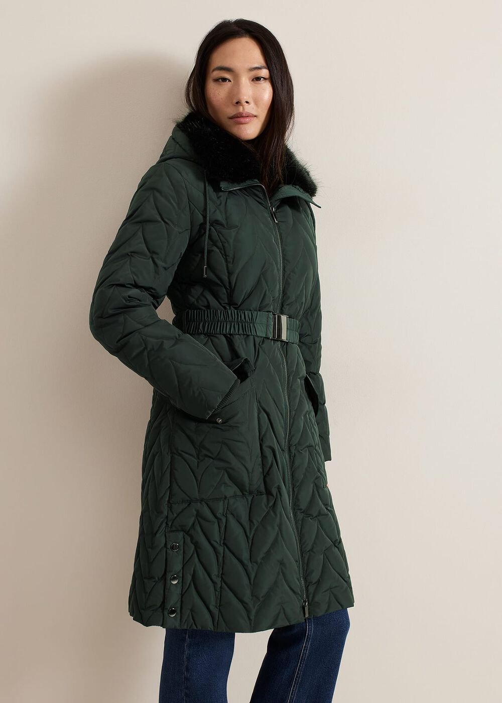 Hollie Midi Quilted Puffer Dark Green