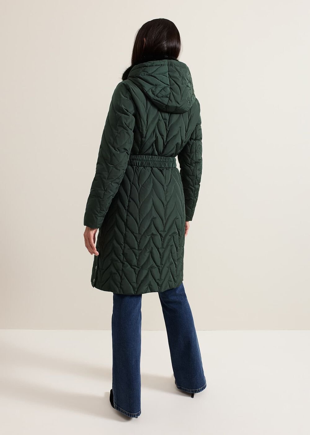 Hollie Midi Quilted Puffer Dark Green