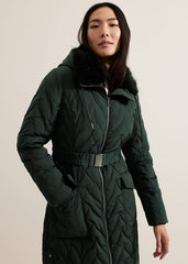 Hollie Midi Quilted Puffer Dark Green