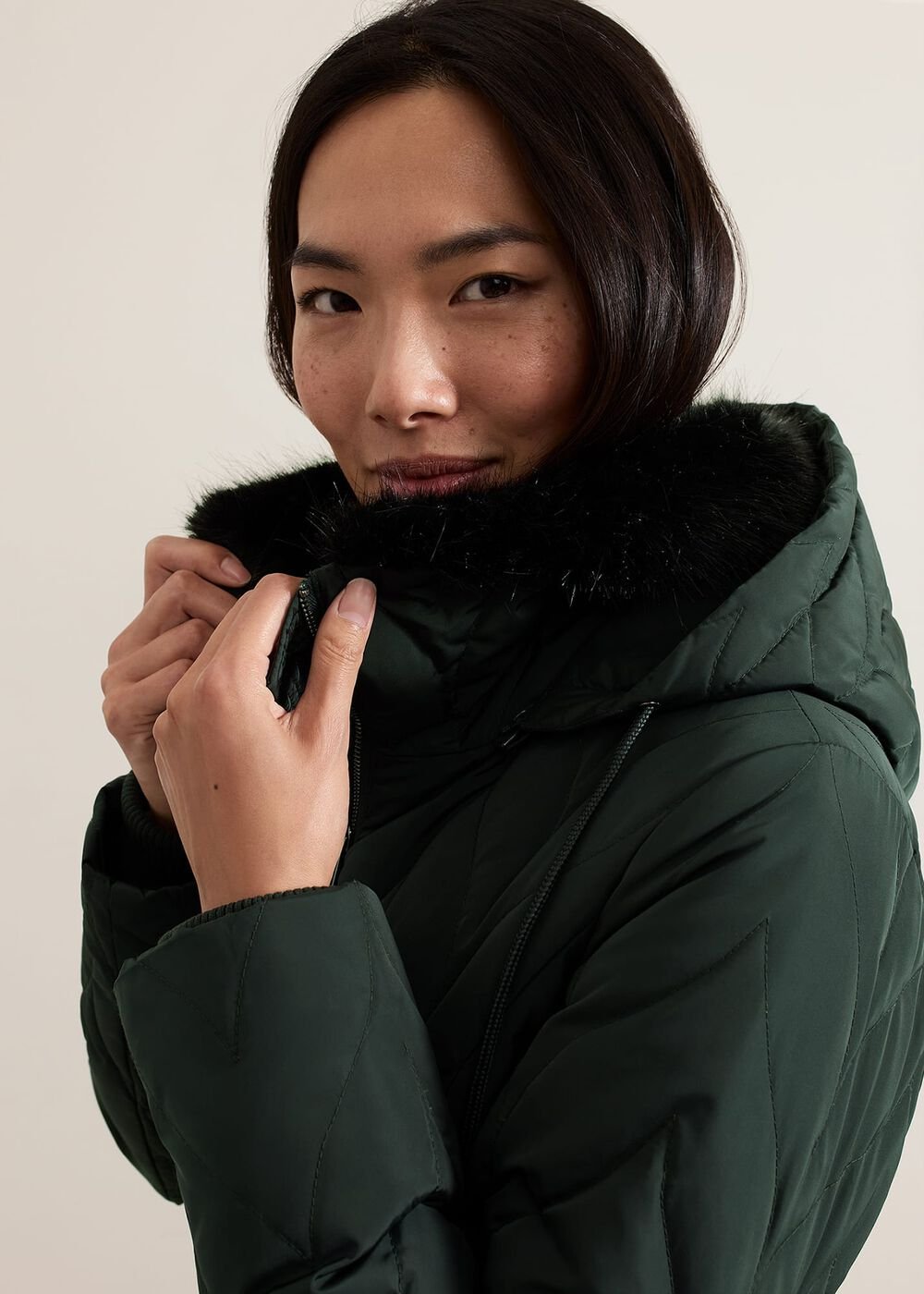 Hollie Midi Quilted Puffer Dark Green