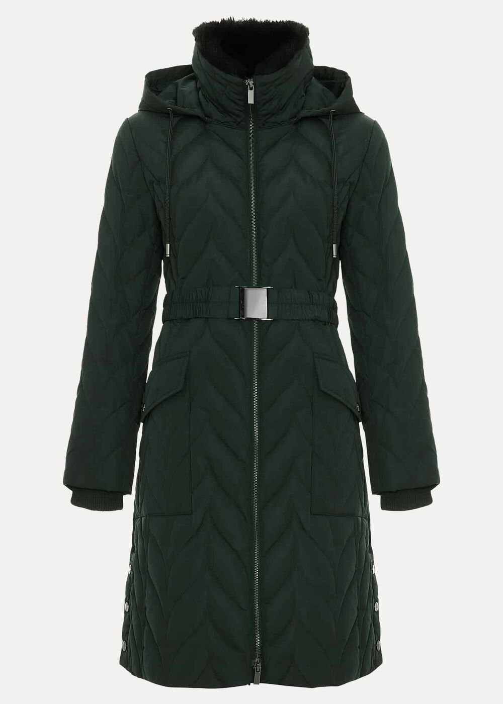 Hollie Midi Quilted Puffer Dark Green