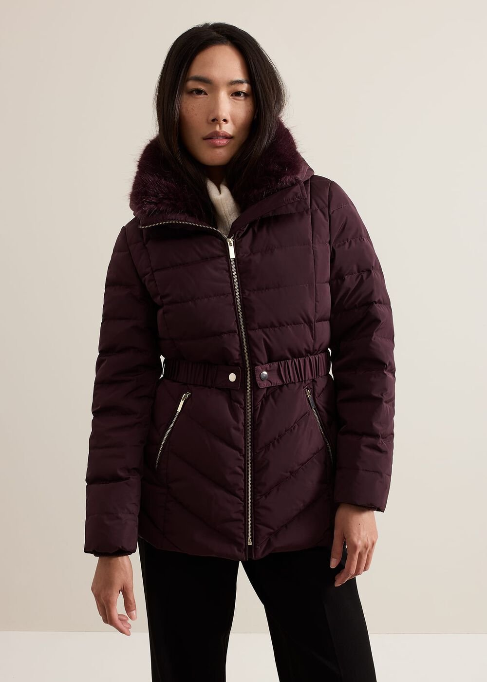 Bobbie Puffer Short Coat Dark Red