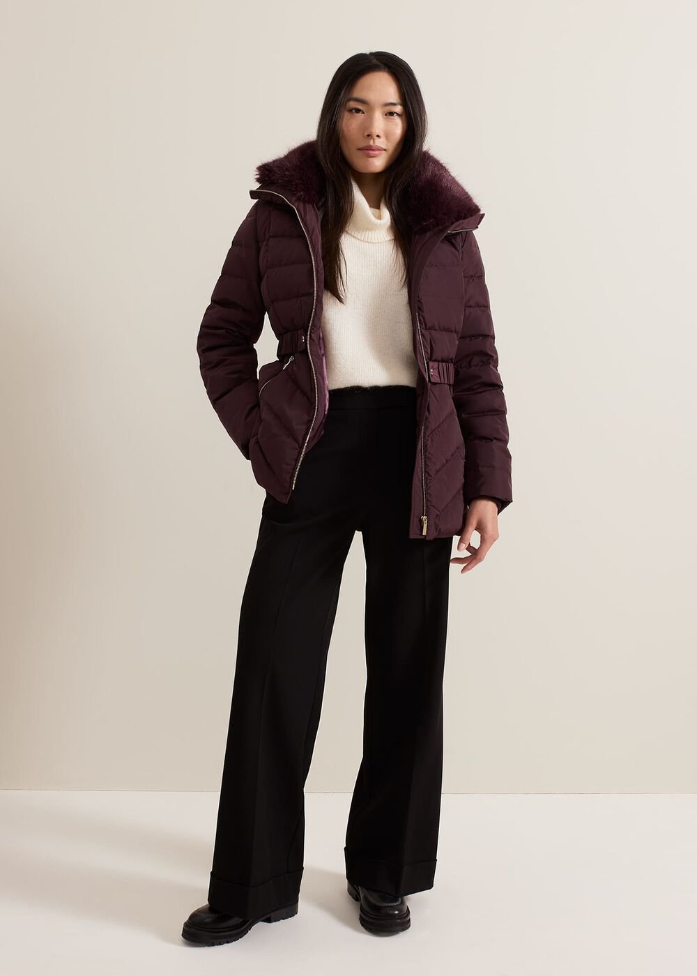 Bobbie Puffer Short Coat Dark Red