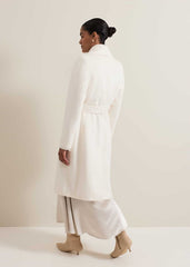 Nicci Belted Wool Coat Winter White
