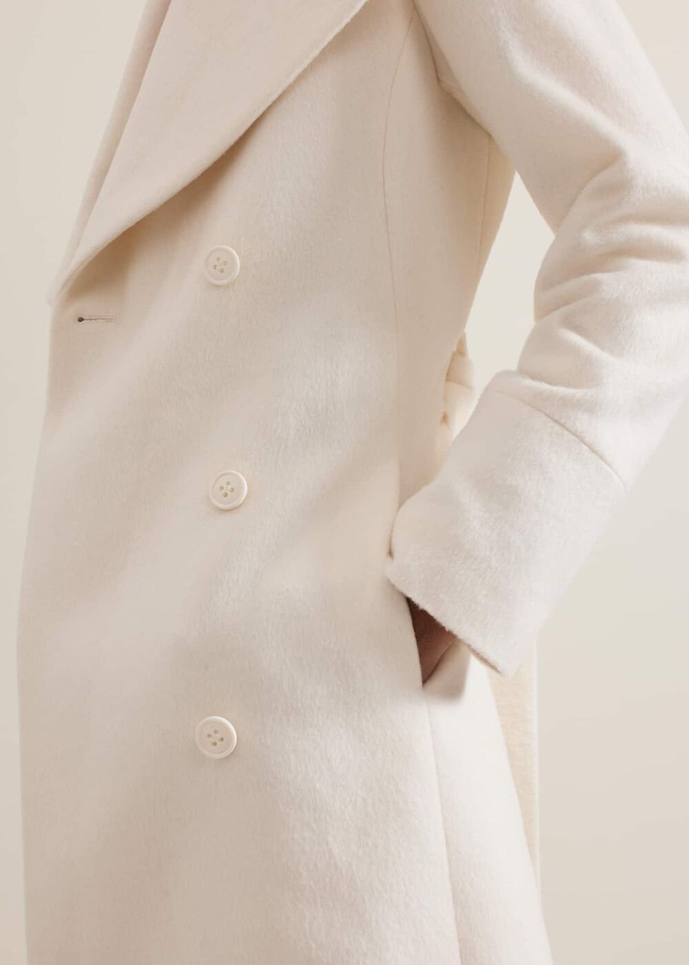 Nicci Belted Wool Coat Winter White