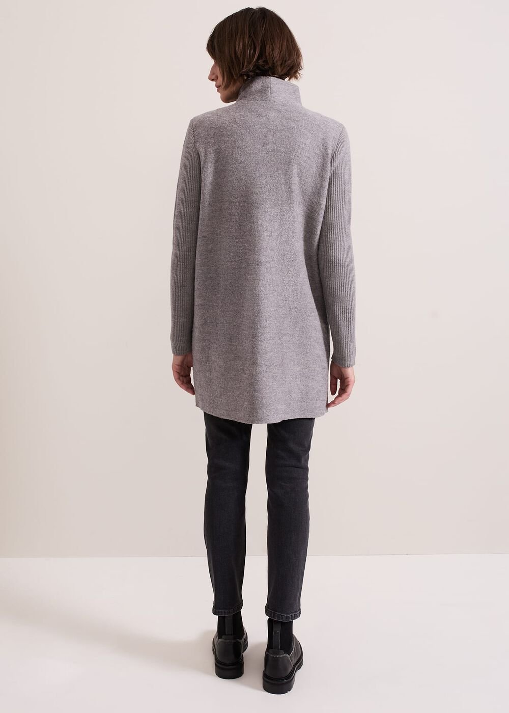 Byanca Zip Knit Coat Grey Marl