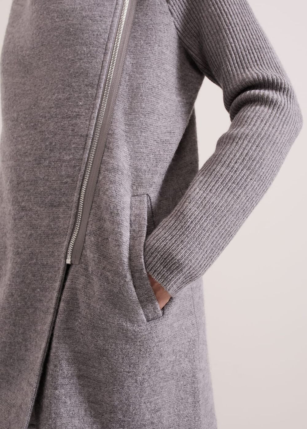 Byanca Zip Knit Coat Grey Marl