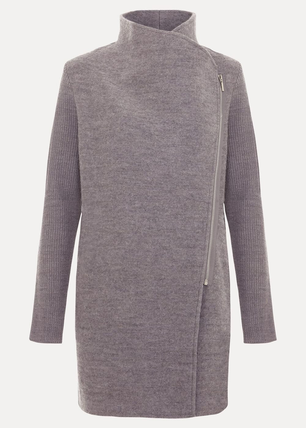 Byanca Zip Knit Coat Grey Marl