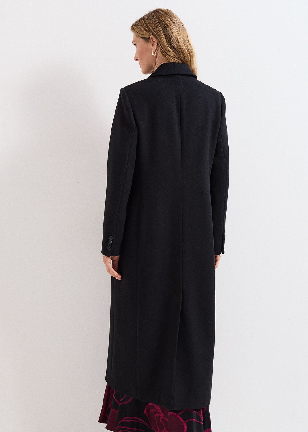 Petite Lydia Long Wool Coat Black