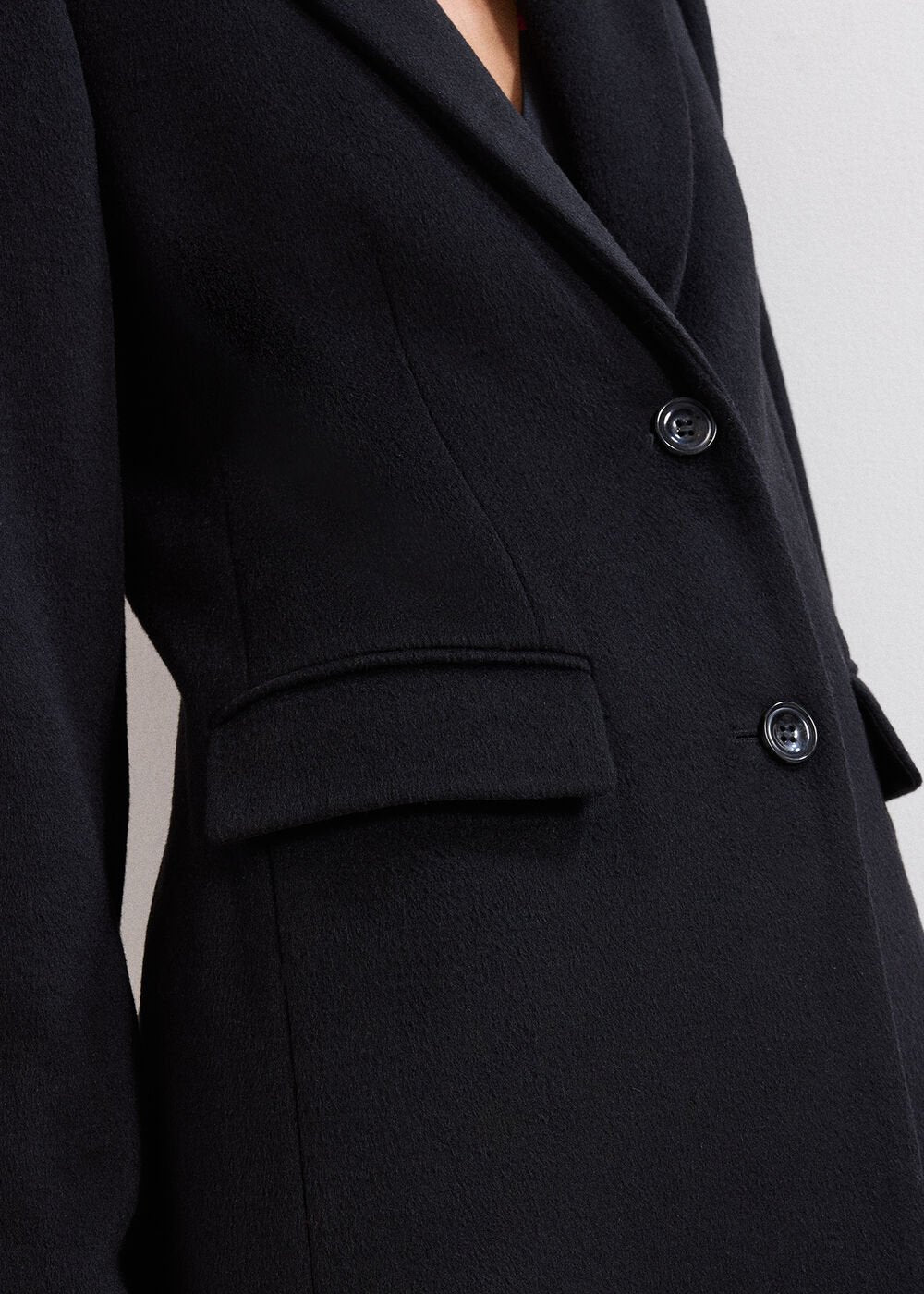 Petite Lydia Long Wool Coat Black