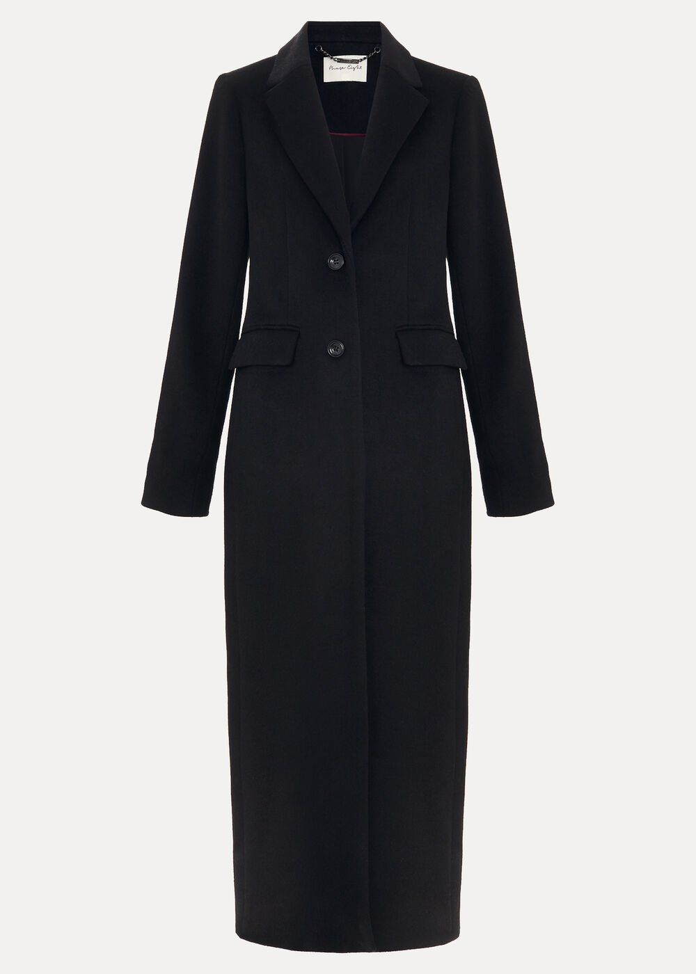 Petite Lydia Long Wool Coat Black