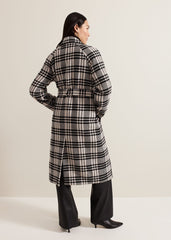 Cassie Check Wool Coat Black/Ivory