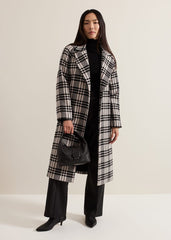 Cassie Check Wool Coat Black/Ivory