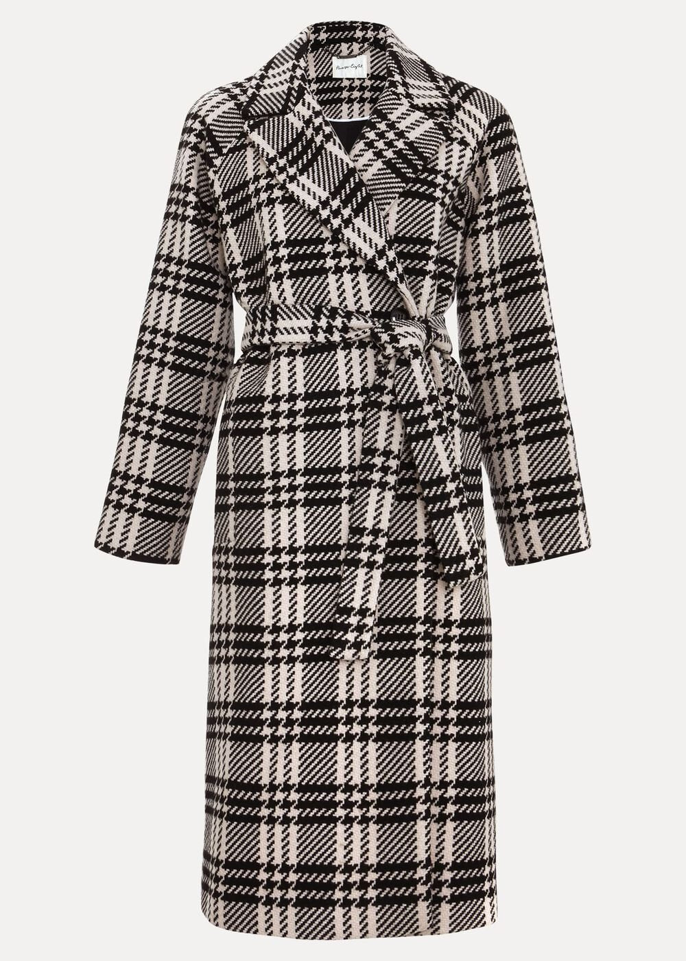 Cassie Check Wool Coat Black/Ivory