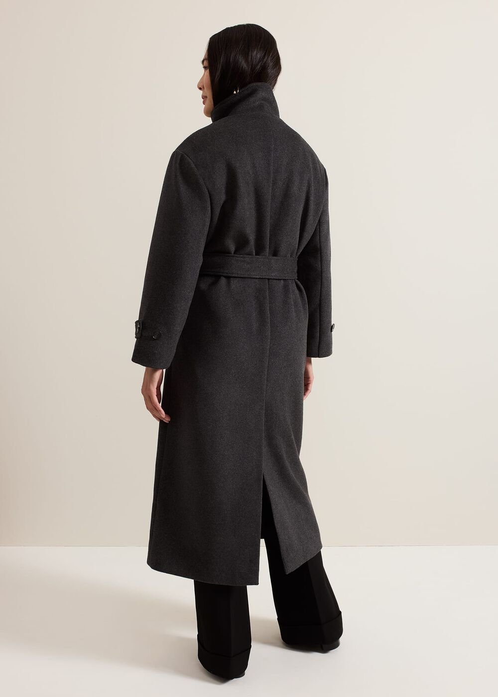 Paloma Funnel Neck Wool Smart Coat Grey