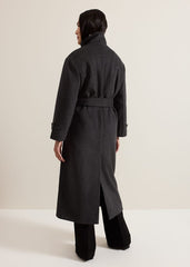 Paloma Funnel Neck Wool Smart Coat Grey