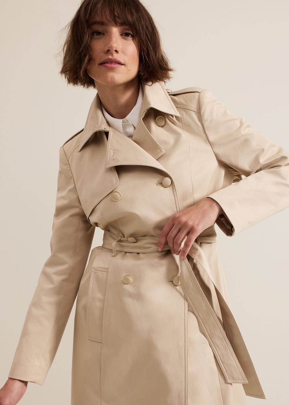 Cheryl Camel Long Fitted Trench Coat Camel
