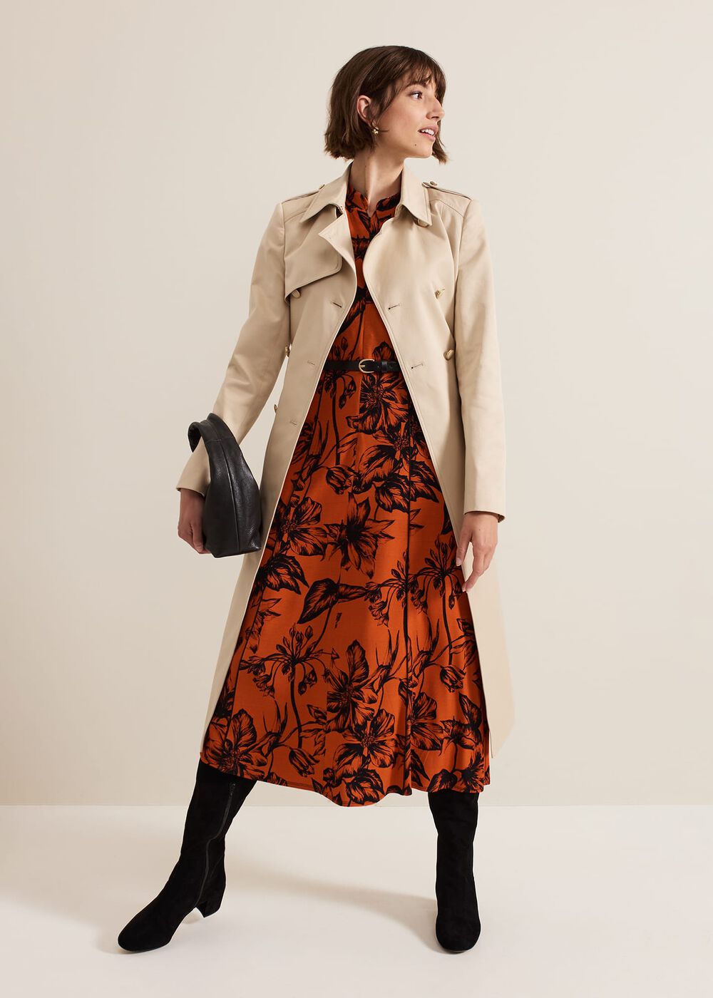Cheryl Camel Long Fitted Trench Coat Camel