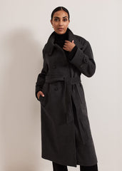 Petite Paloma Funnel Neck Wool Coat Grey
