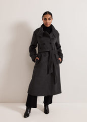 Petite Paloma Funnel Neck Wool Coat Grey
