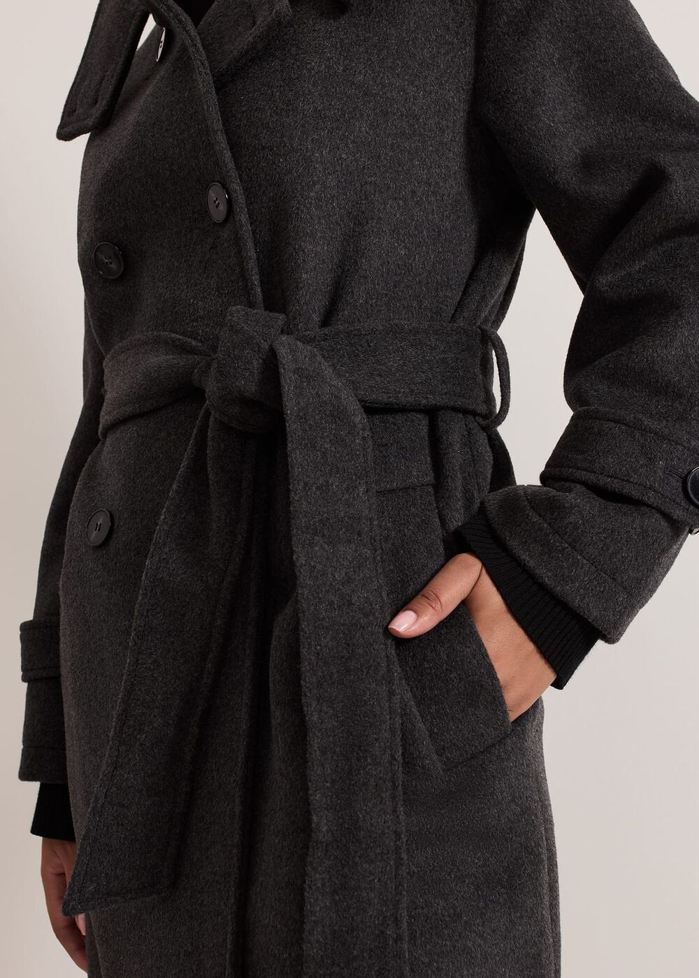 Petite Paloma Funnel Neck Wool Coat Grey