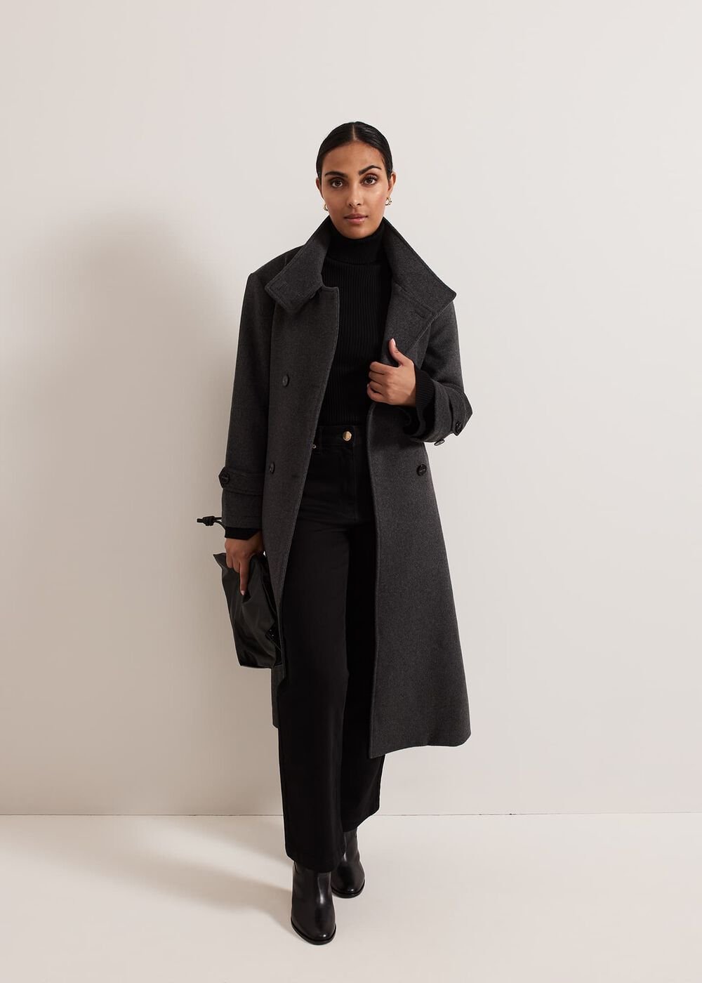 Petite Paloma Funnel Neck Wool Coat Grey