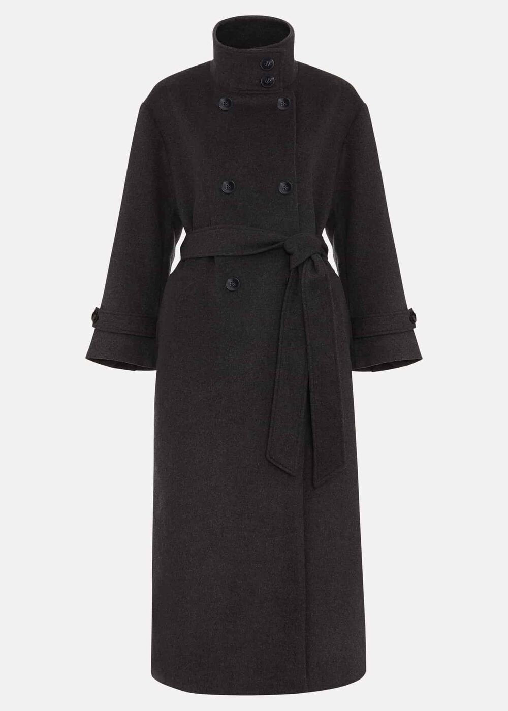 Petite Paloma Funnel Neck Wool Coat Grey