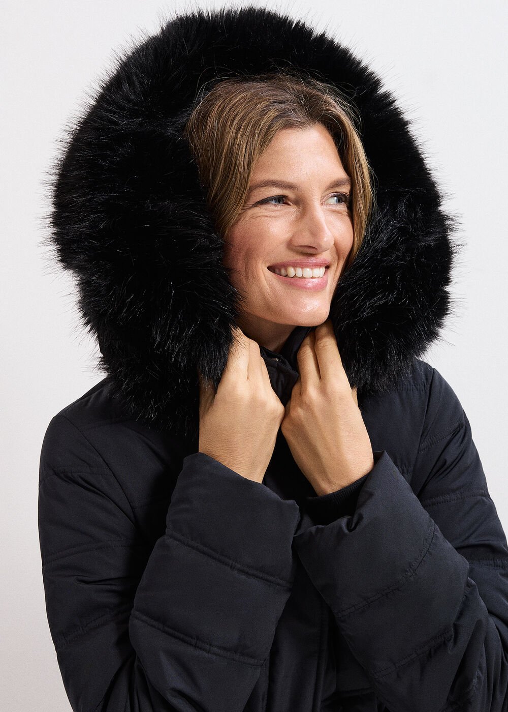 Dixie Long Fur Hood Puffer Black