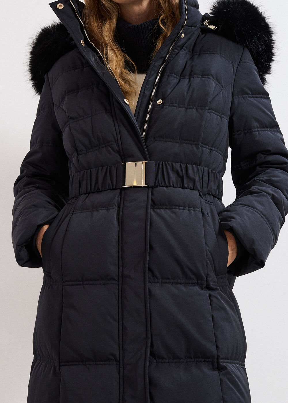 Dixie Long Fur Hood Puffer Black