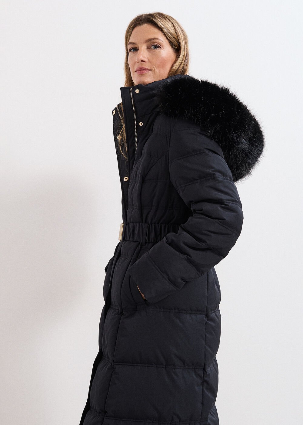 Dixie Long Fur Hood Puffer Black