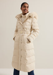 Dixie Long Fur Hood Puffer Ivory