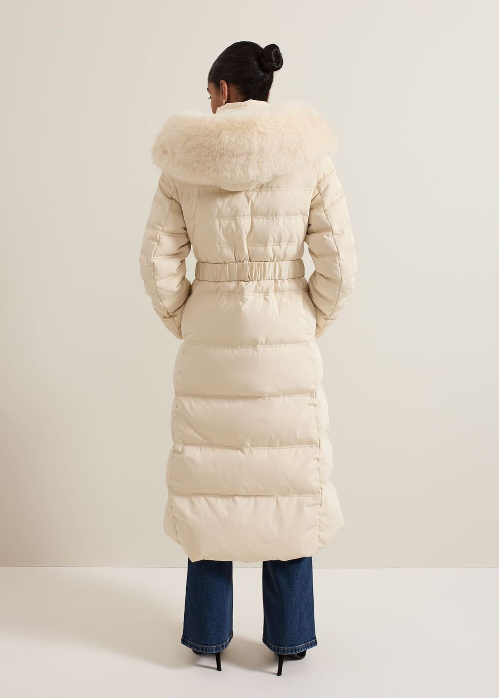 Dixie Long Fur Hood Puffer Ivory