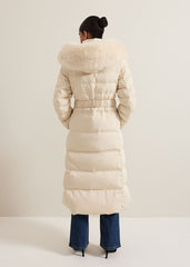 Dixie Long Fur Hood Puffer Ivory