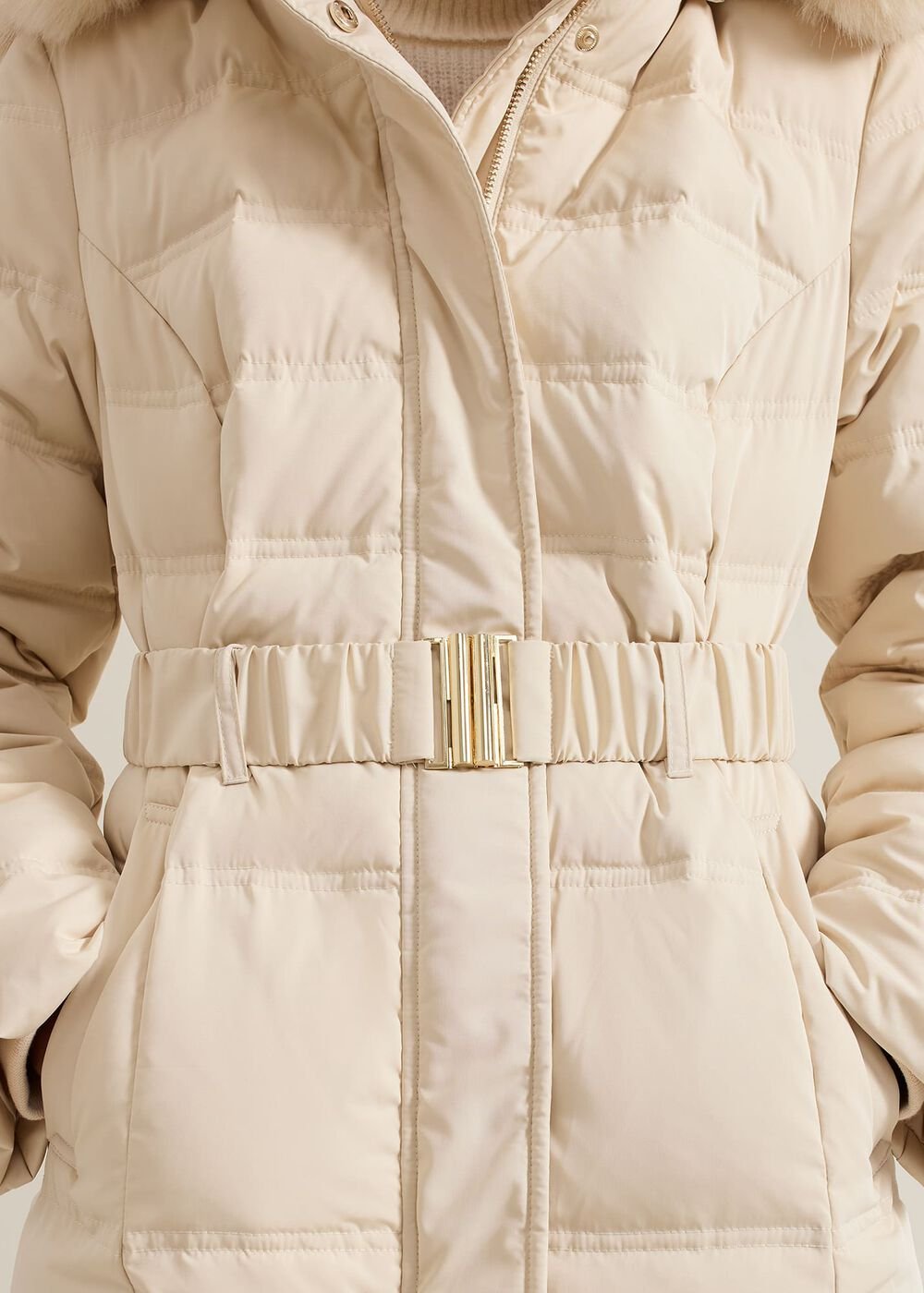 Dixie Long Fur Hood Puffer Ivory