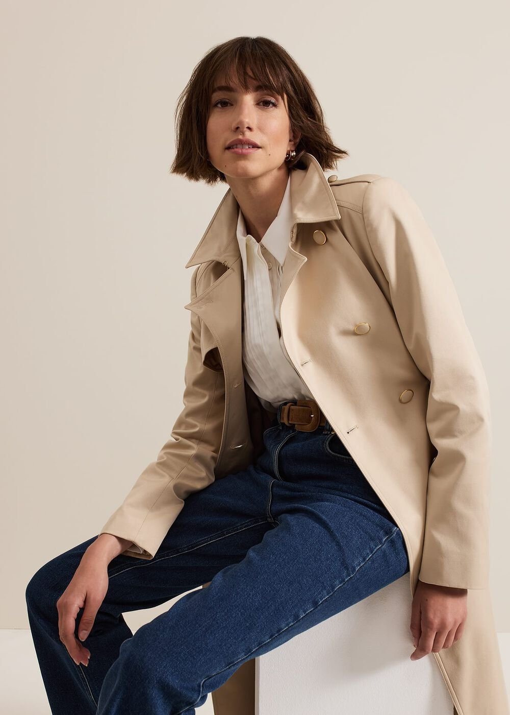 Cheryl Camel Long Fitted Trench Coat Camel