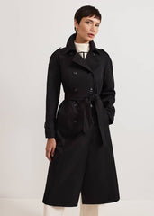 Avalie Neutral Collar Detail Trench Coat Black