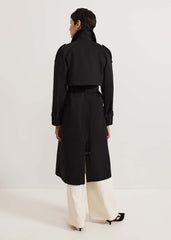 Avalie Neutral Collar Detail Trench Coat Black